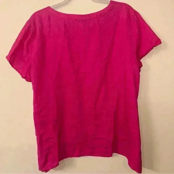 Peck & Peck Tunic Top 100% Linen Square Neck Hi Low Pink Blouse Size XL - Picture 3 of 4
